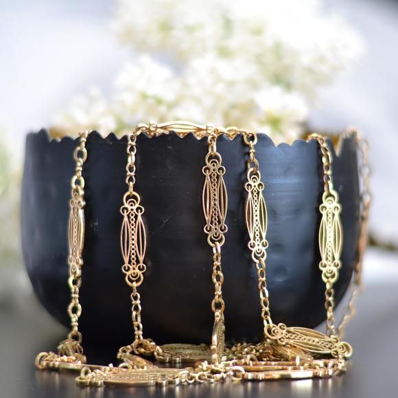 French Art Nouveau 18 Karat Yellow Gold Art Nouveau Long Necklace - Picture 8 of 16